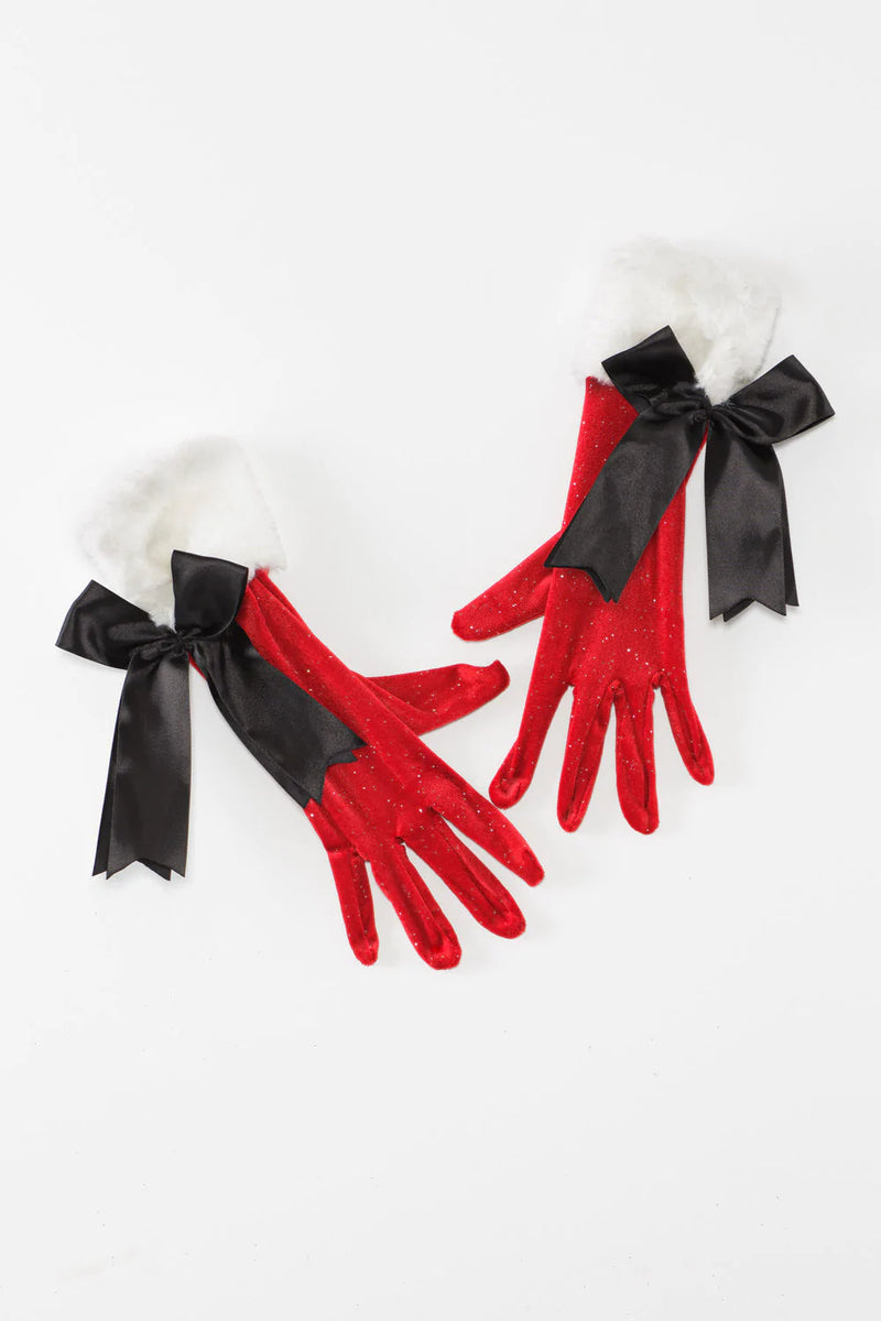 Christmas Short Red Gloves