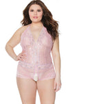 Metallic Shimmer Stretch Lace Crotchless Teddy